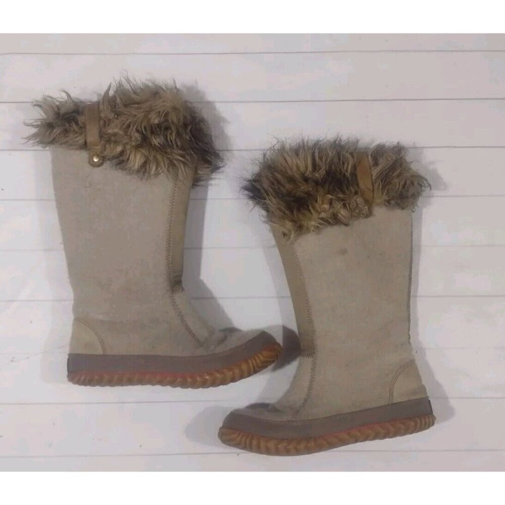 Sorel Women's Winter Boots - Tan with Brown Fur
